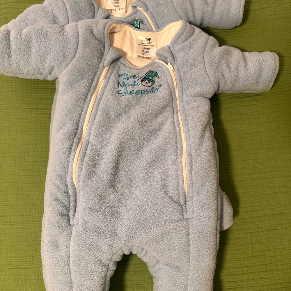 Baby Merlin’s Magic Sleepsuit - Blue Micro-Fleece, Size L